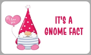 I Love You It's A Gnome Fact Stickers Cute Valentine Sweet Gift Bag, Cone Labels - Picture 1 of 1