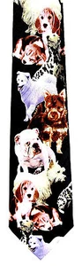 Cute Puppies Men's Necktie Pet Dogs Puppy Dog Black Animal Novelty Neck Tie  - Picture 1 of 1