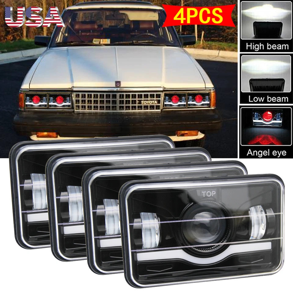  DOT For Toyota Cressida 1981-1984 4PCS 4x6" LED Headlights DRL Hi/Lo Beam NEW Foto 1 de 4