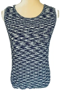 Camiseta sin mangas Preston York para mujer pequeña tejida cuello en U azul 100 % algodón suave - Imagen 1 de 8