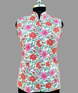 BOHEMIAN Quilted Sleeveless Jacket Reversible Waistcoat Floral Printed Jacket - Picture 1 of 6