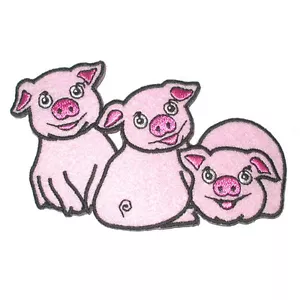 Parche de aplique de hierro para tres cerditos lechones bebé bordado - Imagen 1 de 1