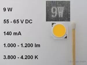 400 x COB LED 9 W 55-65 V 140 mA 1.000-1.200 lm 3.800-4.200 K weiss white - Bild 1 von 4