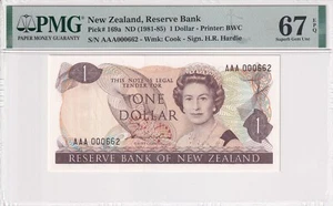 New zealand 1 dollar Pick# 169a PMG 1981 Grade 67 Superb Gem Unc! - Picture 1 of 2