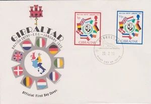 GB - GIBRALTAR 1973 British Entry into - EEC - January 1973 SG 308-309 FDC FLAGS - Picture 1 of 1