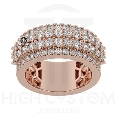 3.01 Ct Round Cut Simulated Moissanite Half Eternity  Gold Plated Band Ring Gift - Image 1 of 4