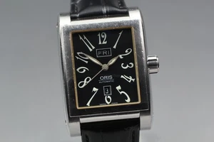 [Exc+5] Reloj ORIS Ractangular 585-7525-40-02 Negro Automático Hombre De JAPÓN - Imagen 1 de 21