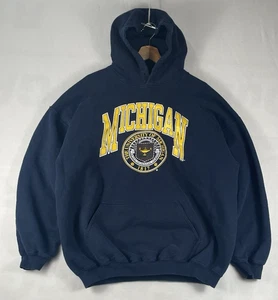 Vintage Michigan University Navy Hoodie Perrin Wear Sz XL - Bild 1 von 7
