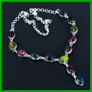 Daughters Day Sale Ammolite Stone Sterling Silver Sisters Gift Chain Necklace - Picture 1 of 11