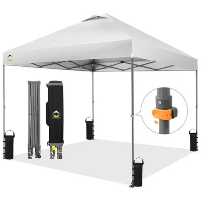 Toldo emergente Crown Shades, tienda ajustable de 10x10 pies con configuración de empuje, blanco (usado) Foto 1 de 4