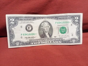 Star Note $2 Bill  1995  (Circulated) F03410226* - Picture 1 of 6