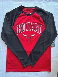 NBA Chicago Bulls Dri-fit Loose Fit Long Sleeve T-shirt Red Black Size M New - Picture 1 of 6