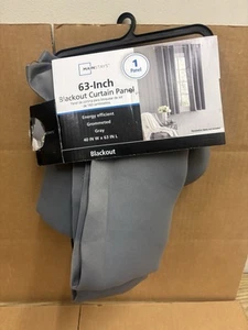 MainStays 63” x 40” Blackout Grommeted Curtain Panel (1) Gray 100% Polyester - Picture 1 of 3