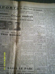 11 JOURNAUX TELEGRAMME 1948 ARTICLES BOXE MARCEL CERDAN MANCA WALZACK ROACH - Imagen 1 de 9