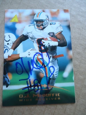 O.J. McDuffie - 1995 Pinnacle Autographed Football card #139 - Miami Dolphins WR - Image 1 of 2