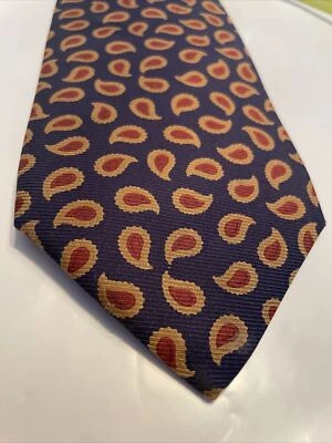 Corbata COACH Hombre 100% Seda Diseñador ITALIA Geométrica Marrón/Azul/Dorado Usada en Excelente Condición Foto 1 de 4