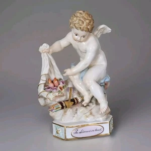 FIGURINA MEISSEN Circa 19C Cherubino Cupido "Je decouvre tout**Leggi - Foto 1 di 17