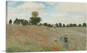 ARTCANVAS Poppy Field 1873 Canvas Art Print by Claude Monet - Picture 1 of 14