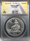 1874-S U.S. Silver TRADE Dollar $1 ANACS AU58 Details ~ Cleaned