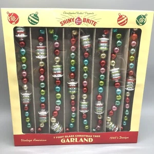 Radko Shiny Brite Glass Christmas Tree Garland Figural Red Pink Aqua Green 7ft - Picture 1 of 10