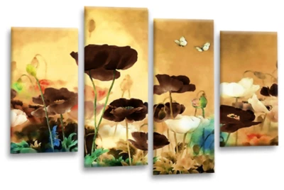 Floral Wall Art Cream Living Room Bedroom Framed Canvas Picture Ready to Hang - Image 1 of 4