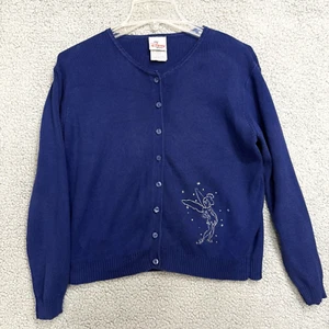 Disney Store Tinker Bell Sweater Cardigan Women's Small Blue Silver Vintage - Picture 1 of 10