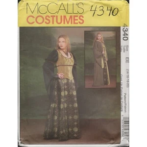 McCalls 4340 Medieval Renaissance Costume Robe, Corset, Gown Pattern 14-20 Uncut - Picture 1 of 5