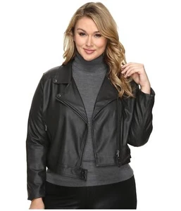Lyssé 166479 Womens Plus Size Belfast Faux leather Jacket Solid Black Size 2X - Picture 1 of 6