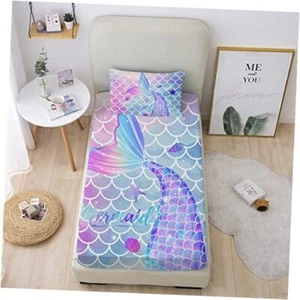 Mermaid Tail Fitted Sheet 3D Fantasy Bedding Set for Girls Kids and Twin Mer01 - Picture 1 of 7
