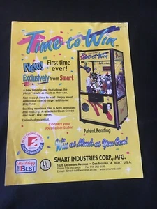 Smart Industries Clean Sweep Time To Win Arcade Game Flyer, NOS - Picture 1 of 1