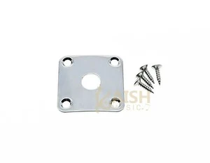 Placa cuadrada de jack de metal curvo con tornillos para Gibson Les Paul cromado - Imagen 1 de 2