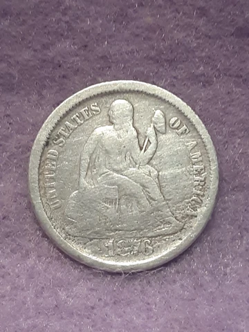 1876 S ~ SEATED LIBERTY DIME ~ G Cover