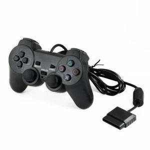 1x Black Wired Game Controller Dual Vibration Gamepad For PlayStation2 PS2 - Picture 1 of 15