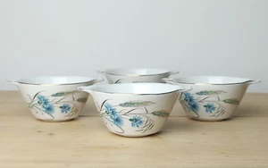 4 x Myott Ironstone Ware Small Soup Bowls / Coupes with Handles Blue Cornflower - Picture 1 of 7