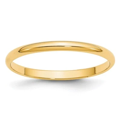 10k Yellow Gold 2mm Half Round Wedding Band Ring for Women Size 6.5 - Image 1 of 4