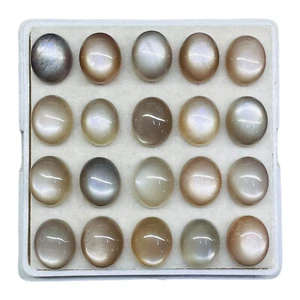 20 Pcs Natural Sri Lankan Moonstone 12x10mm Oval Stunning Gray Loose Gemstones - Picture 1 of 7