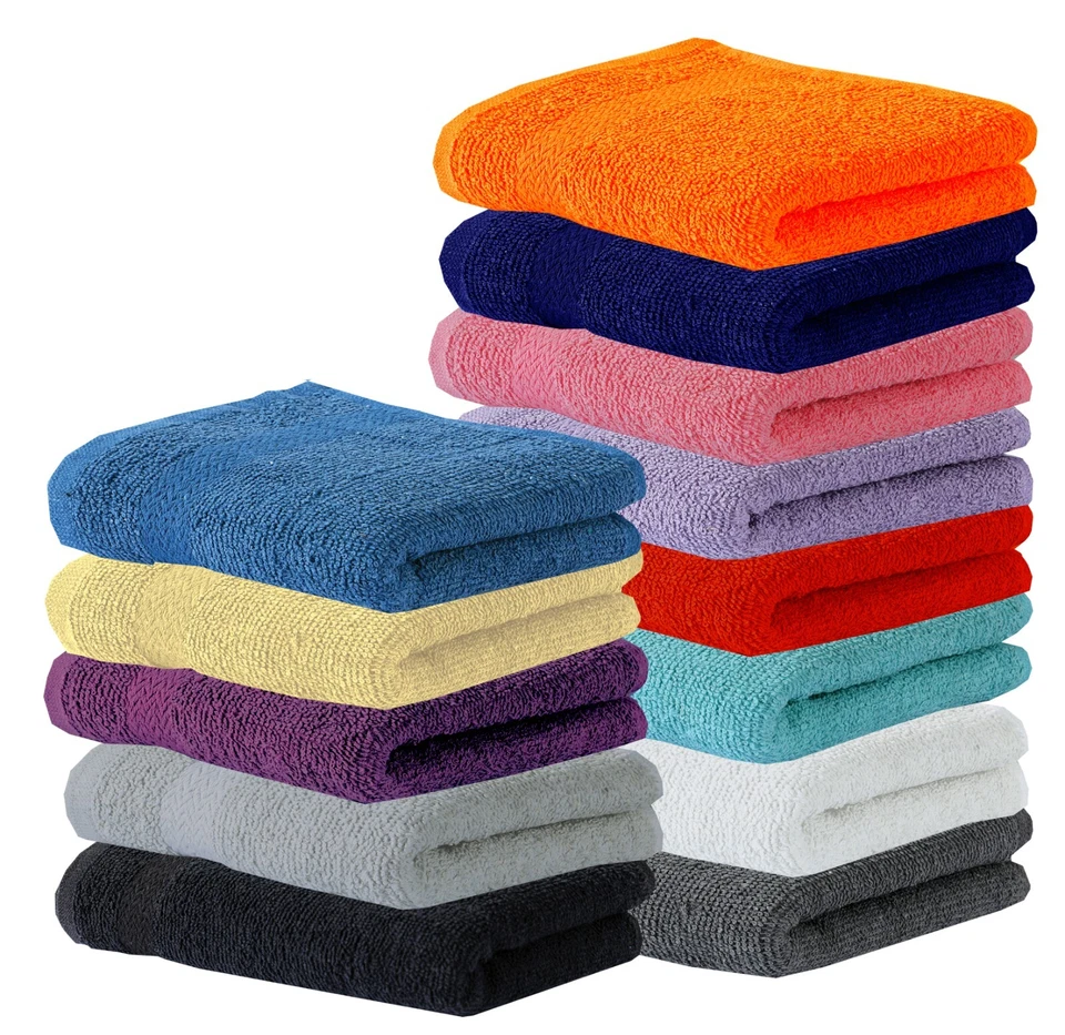 1-24 Premium 100% Egyptian Cotton Face Towels Flannels Wash Cloth Hanging Loop - Image 1 of 1