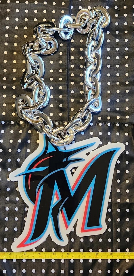 Miami Marlins Acrylic Oversized MLB Fan Chain Necklace   - Image 1 of 1