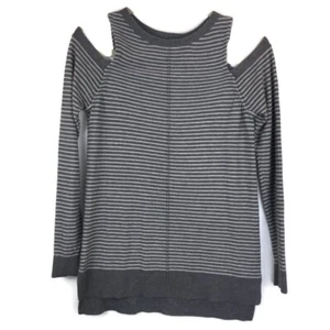 TROUVE leichter Pullover Damen XS gestreift grau weiß Cold Shoulder weich kuschelig - Bild 1 von 7