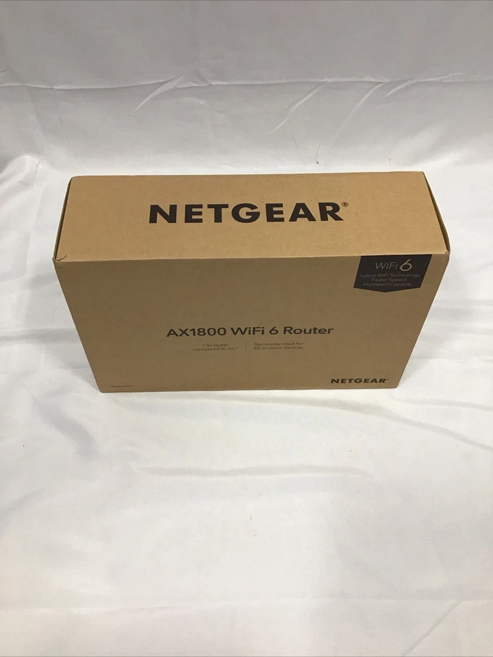 Netgear RAX15 AX1800 WiFi 6 Router 4 Ports  1500 Sqft 20 Devices - Image 1 of 4