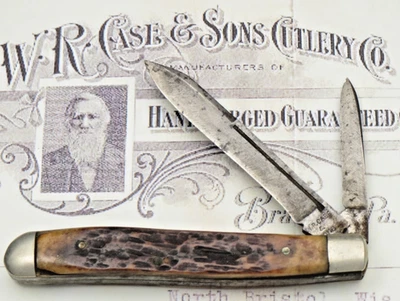 Antique Pre-1920 Era WR CASE & SONS Cutlery 6220 Peanut Jack Knife Brown Bone - Image 1 of 4