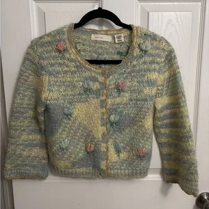 Anthropologie Sleeping on Snow | Vintage Mohair Cropped Cardigan Pullover Gr. L - Bild 1 von 7