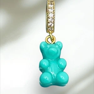 Crystal Haze 18K Gold Plated Cubic Zirconia Mykonos Blue Nostalgia Bear Pendant - Picture 1 of 8