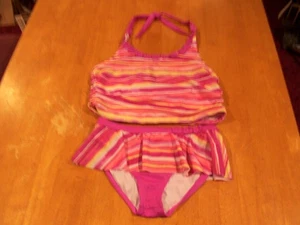 Gymboree Outlet Girls'  2-Piece Pink Striped Halter Styled Tankini -Sz. L(10/12) - Picture 1 of 4
