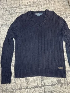 Polo Ralph Lauren RL&co. Maglia maglione cotone scollo V uomo grigio med toppe gomito - Foto 1 di 10
