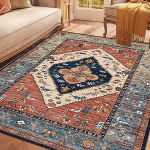 Oriental Floral Medallion Area Rug - 6x9 Large Living Room Rug Soft Rug for B... - Picture 1 of 5