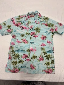 Hawaiian Shirt RJC Medium Button Up Flamingo Bay Made in Hawaii USA NICE - Picture 1 of 8