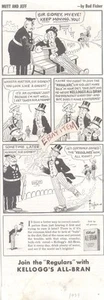 1939 MUTT AND JEFF by Bud Fisher KELLOGG'S ALL-BRAN CEREAL Battle Creek Michigan - Picture 1 of 1