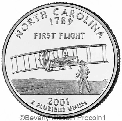 2001 NORTH CAROLINA  State Quarter 2 Coin Set Philadelphia Denver - Image 1 of 3