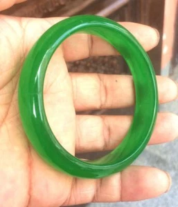 Natural 71mm Green Jade Jadeite Bracelet Bracelet + Certificate 79.8g - Picture 1 of 6